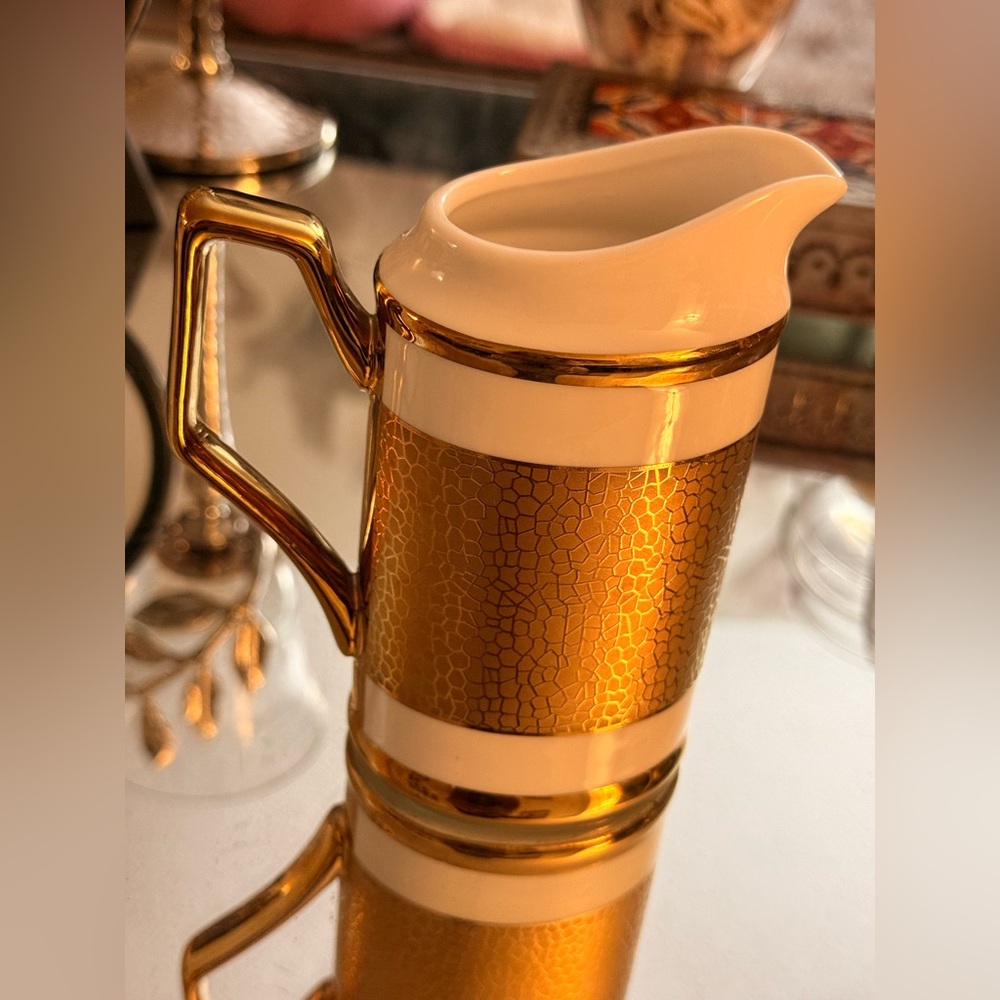 Yedi Houseware Ceramic Gold Accent Creamer Pitcher – New